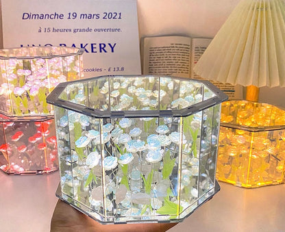 LAMPARA DE ROSA INFINITAS OCTAGONALES