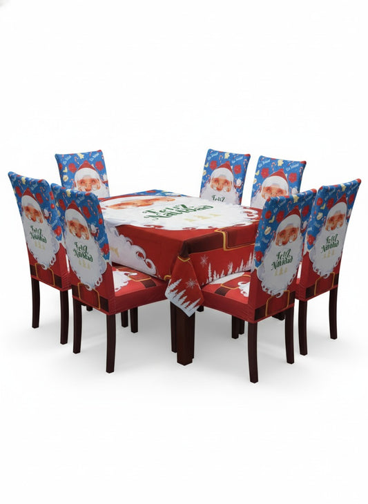 PACK DE 7 UND MANTEL MAS FORRO DE SILLAS NAVIDEÑO