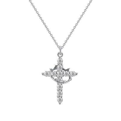 COLLAR CRUZ CORONA DE PLATA