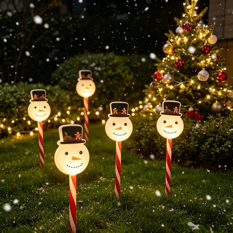 Luces Solares Navideñas Muñeco de Nieve