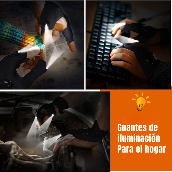 Guantes LED Medio Dedo Nocturnos