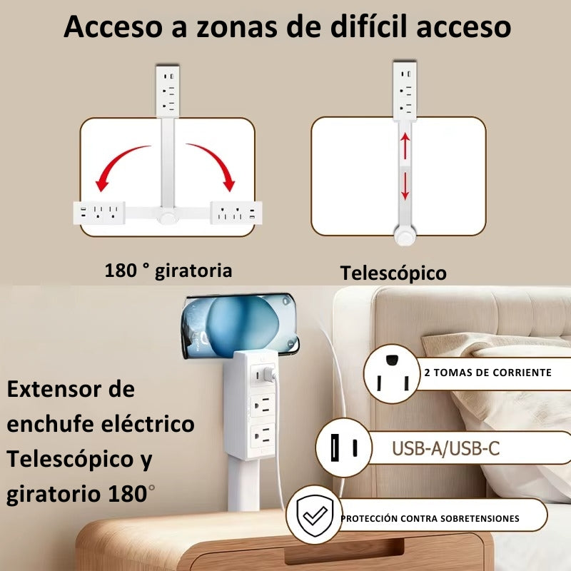 Enchufe Extensor Giratorio Power Hub USB