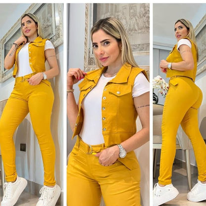 CONJUNTO 3 PIEZAS - BLUSA,CHALECO,PANTALON,