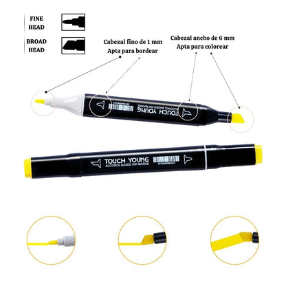 MARCADORES DOBLE PUNTA X 48 UNIDADES