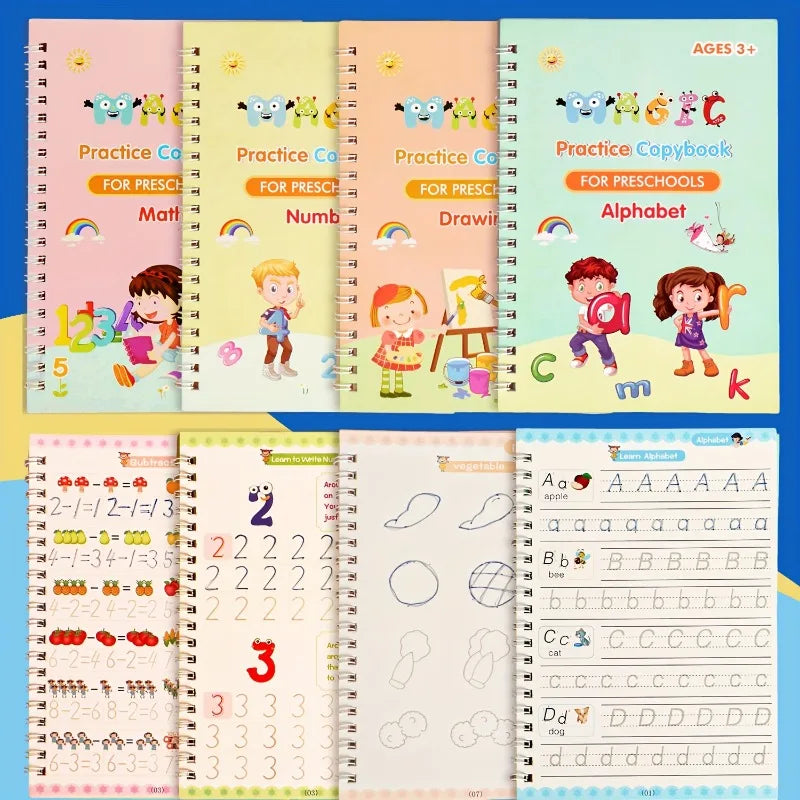 CUADERNOS MAGICOS 4 UNIDADES + LAPIZ MAGICO