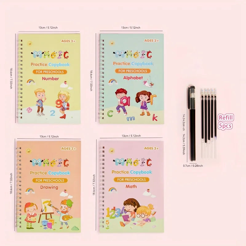 CUADERNOS MAGICOS 4 UNIDADES + LAPIZ MAGICO